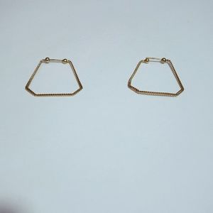 14kt gold minimalist hexagon hoop earrings